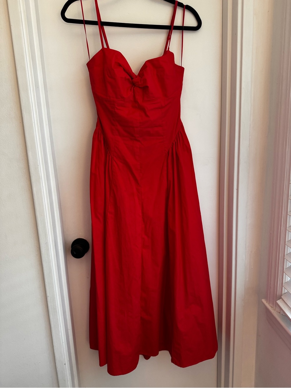 Red Spaghetti-Strap A-Line Dress